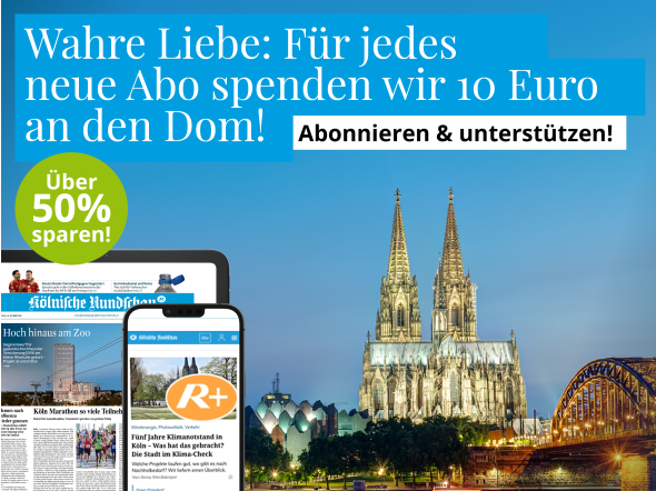 Kölner Dom mit dem Kölnische Rundschau E-Paper